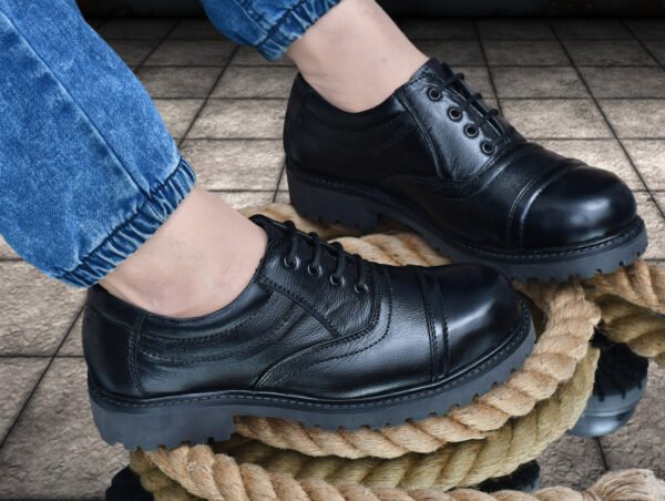Black Leather Safety Shoes – Durable & Protective by Pillaa