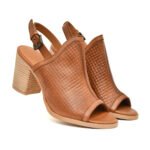 Women Leather Heeled Sandals – Premium Genuine Leather Block Heel Footwear