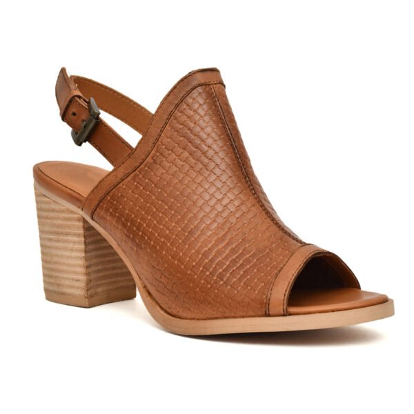 Women Leather Heeled Sandals – Premium Genuine Leather Block Heel Footwear