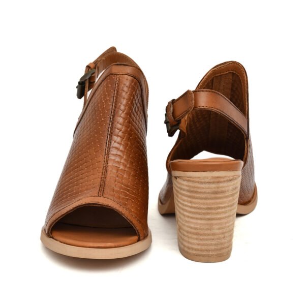 Women Leather Heeled Sandals – Premium Genuine Leather Block Heel Footwear