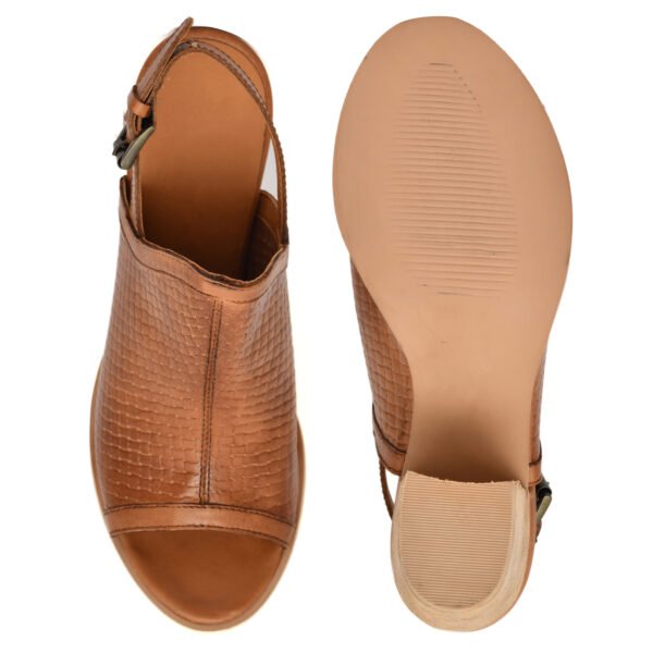 Women Leather Heeled Sandals – Premium Genuine Leather Block Heel Footwear