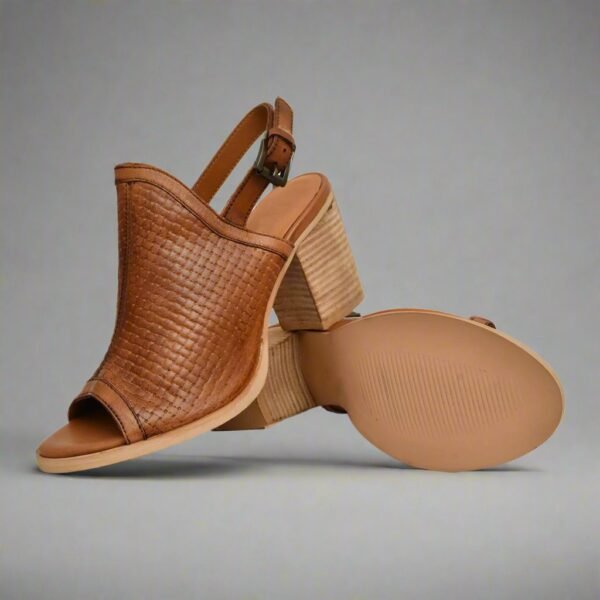 Women Leather Heeled Sandals – Premium Genuine Leather Block Heel Footwear